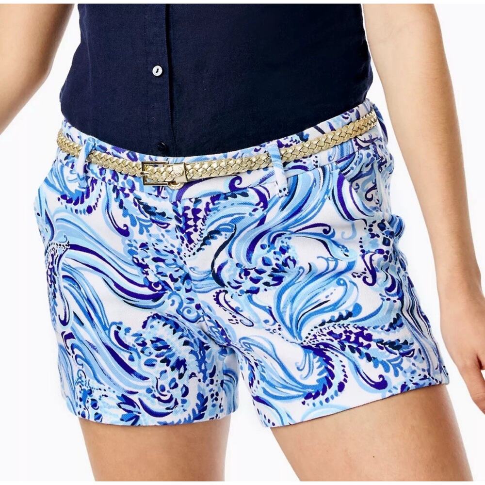 Lilly Pulitzer Shorts Blue White Size 16 Cotton Callahan Don’t Be Jelly